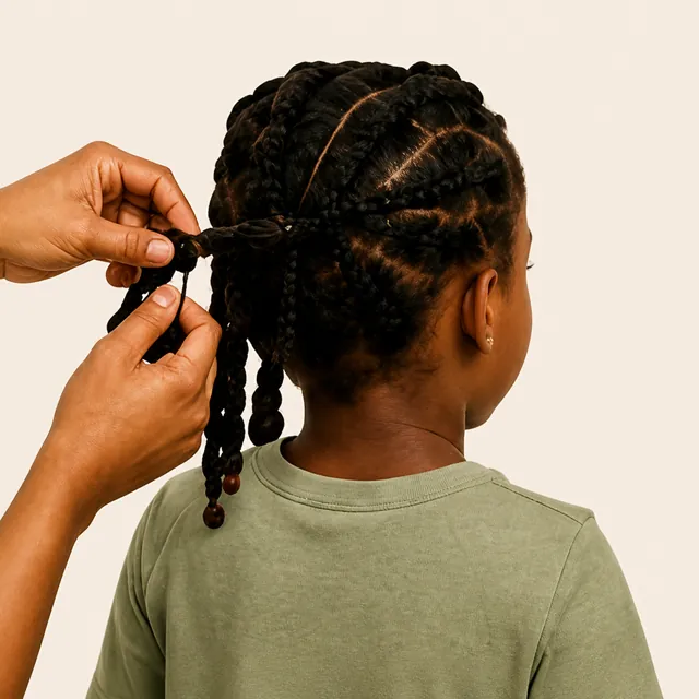 Retrait de tresses vu depuis l’arrière de la coiffure